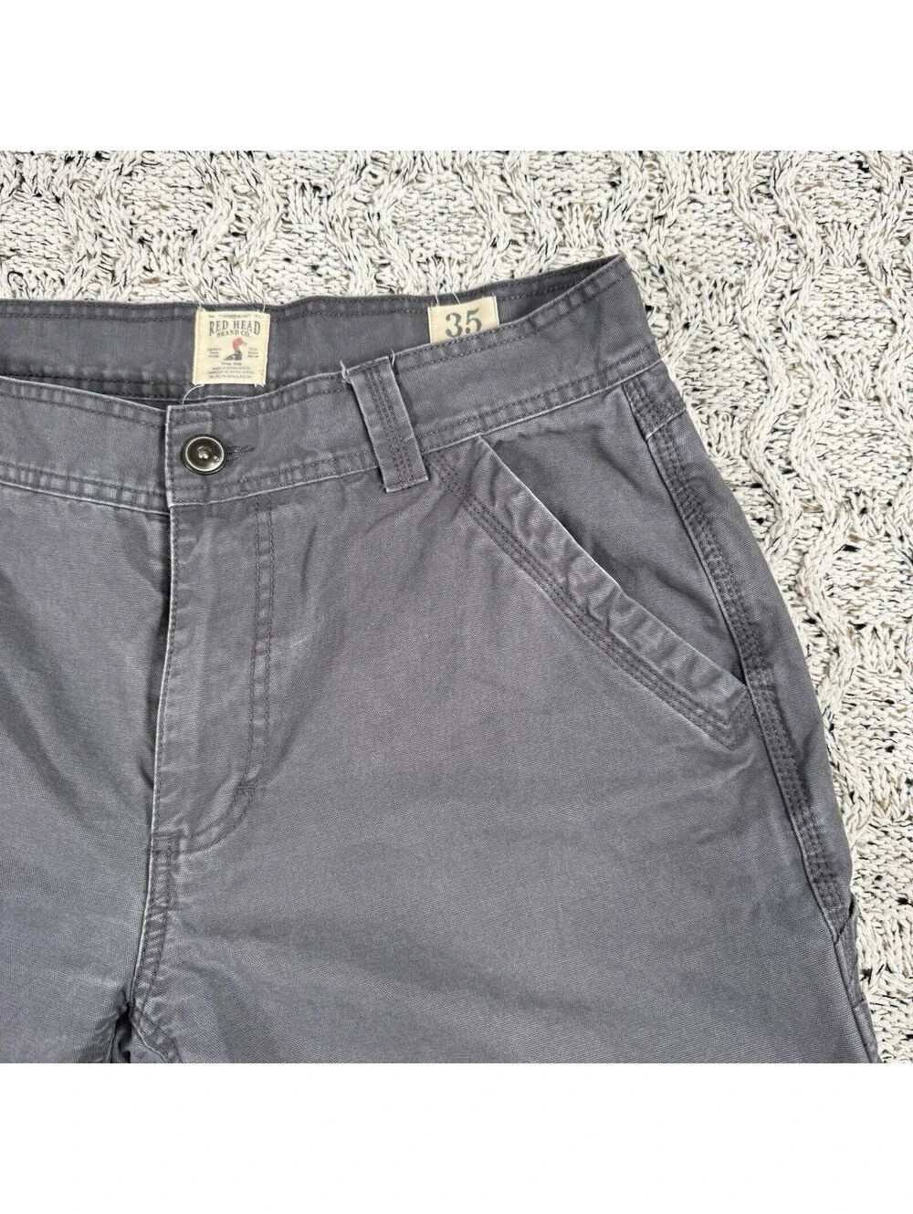 Red Head Brand Co Men's Utility Work Pants Cotton Size 35x30 Gray Regular Fit